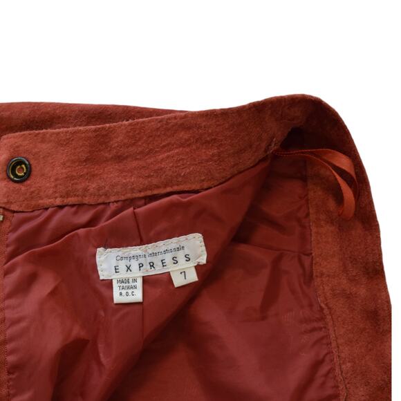 Vintage Burnt Orange Suede Leather Skirt by Express, Size Small - Picture 8 of 8